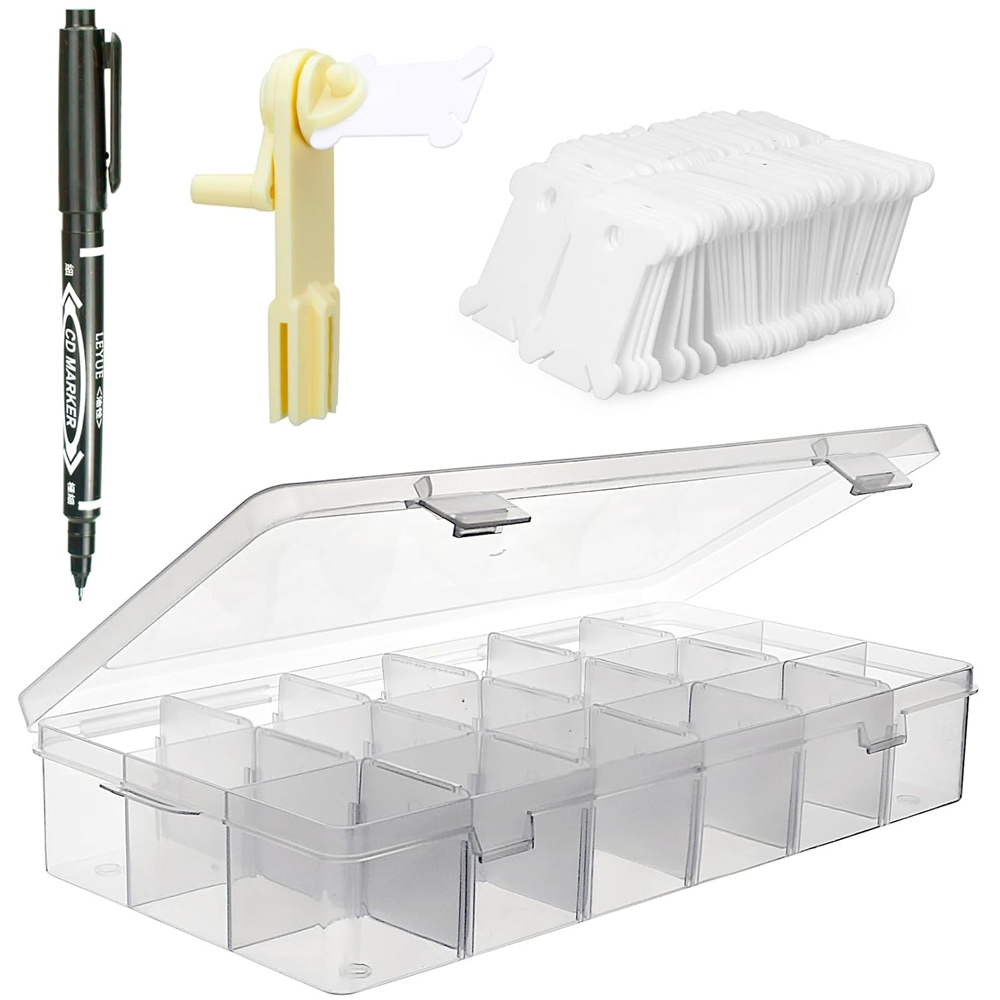 Bobbin Organizer Box - منظم خيوط التطريز بـ 18 حجرة،