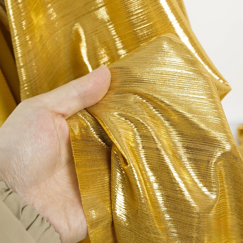 Sewing Fabric - قماش محبوك مضلع باللون الأصفر الذهبي