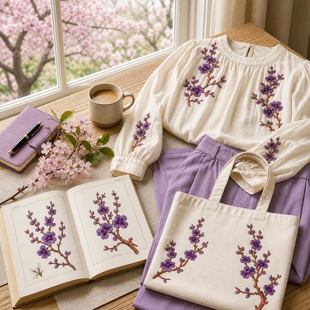 Sewing Textiles - رقع زهرة الكرز القابلة للصق بالكي