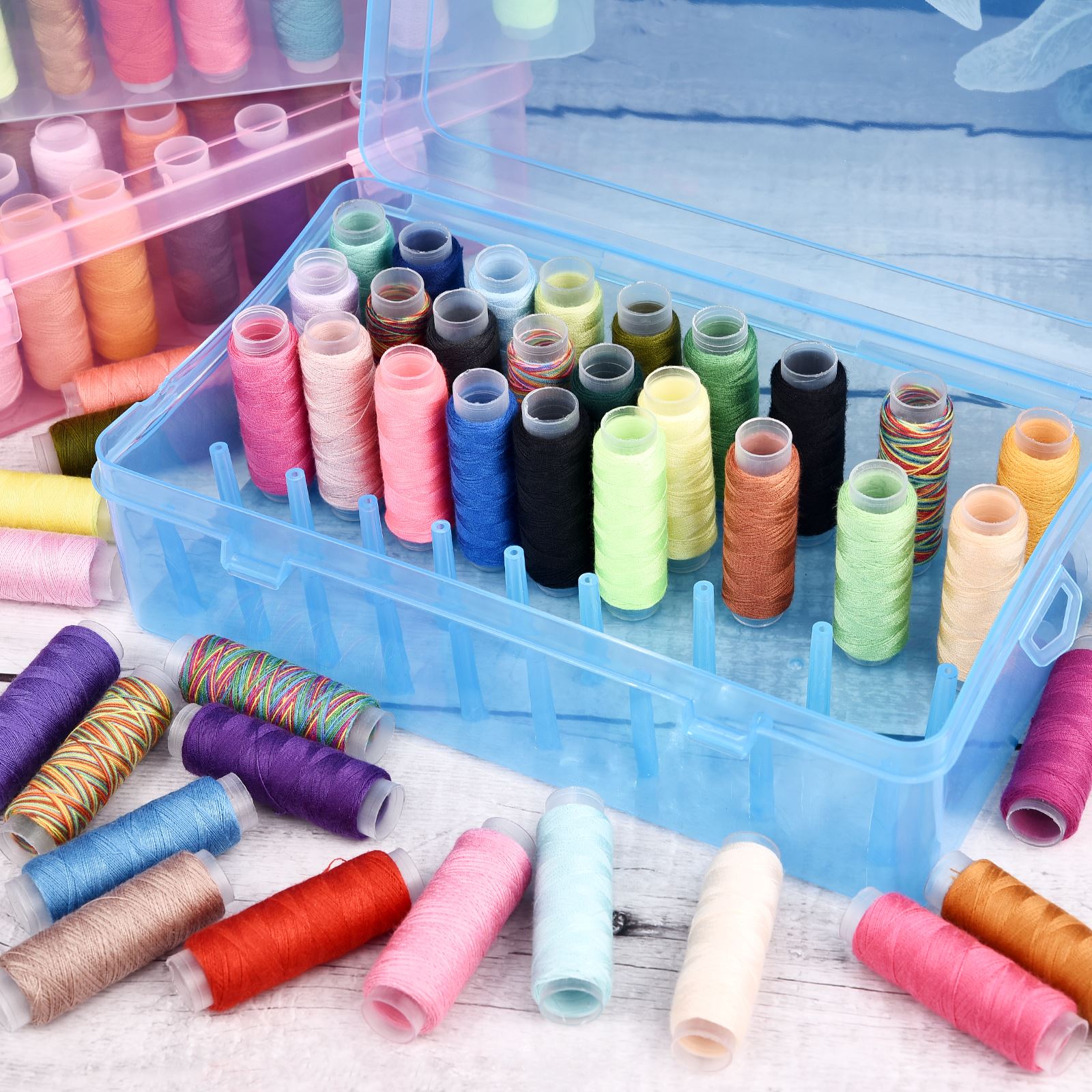 42 محور خيوط الخياطة صندوق بكر - مراجعة Bobbin Organizer Box وسعره
