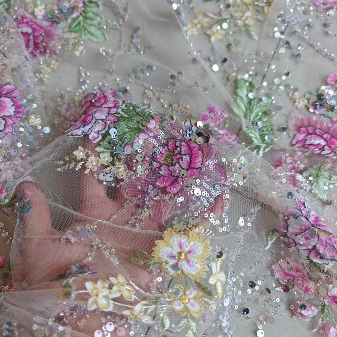 قماش دانتيل فاخر مطرز بالخرز ب - مراجعة Sewing Textiles وسعره
