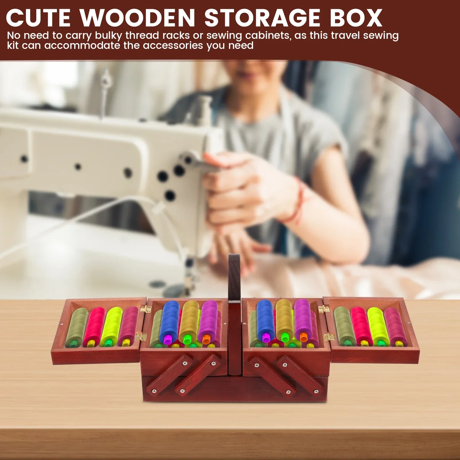صندوق خيوط خياطة خشبي قابل للت - مراجعة Bobbin Organizer Box وسعره
