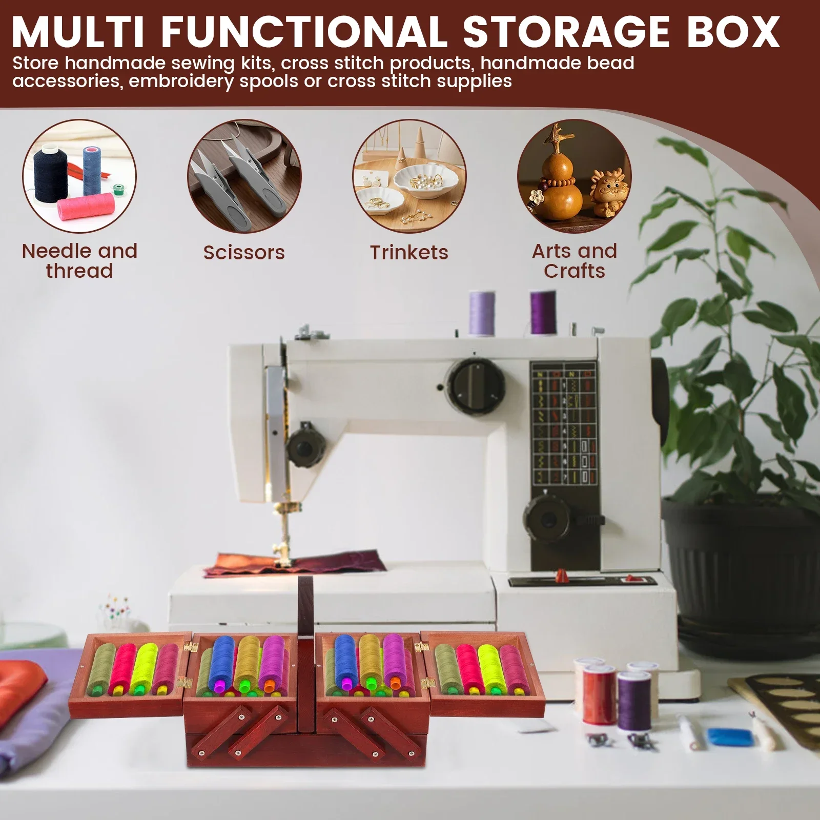 صندوق خيوط خياطة خشبي قابل للت - مراجعة Bobbin Organizer Box وسعره